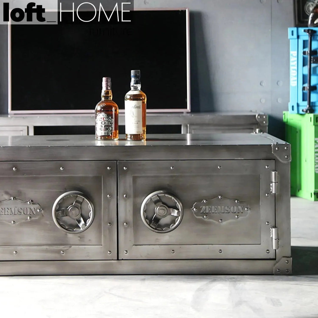 Industrial Metal Coffee Table HATCH WHEEL