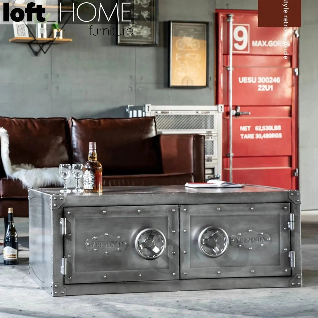 Industrial Metal Coffee Table HATCH WHEEL