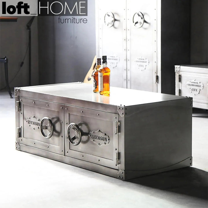 Industrial Metal Coffee Table HATCH WHEEL