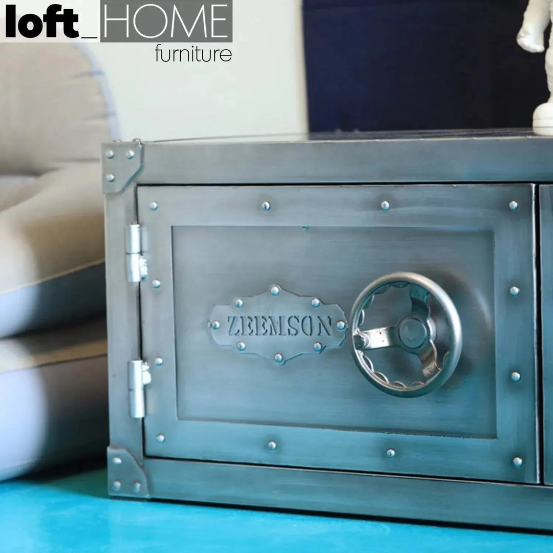 Industrial metal coffee table hatch wheel environmental situation.