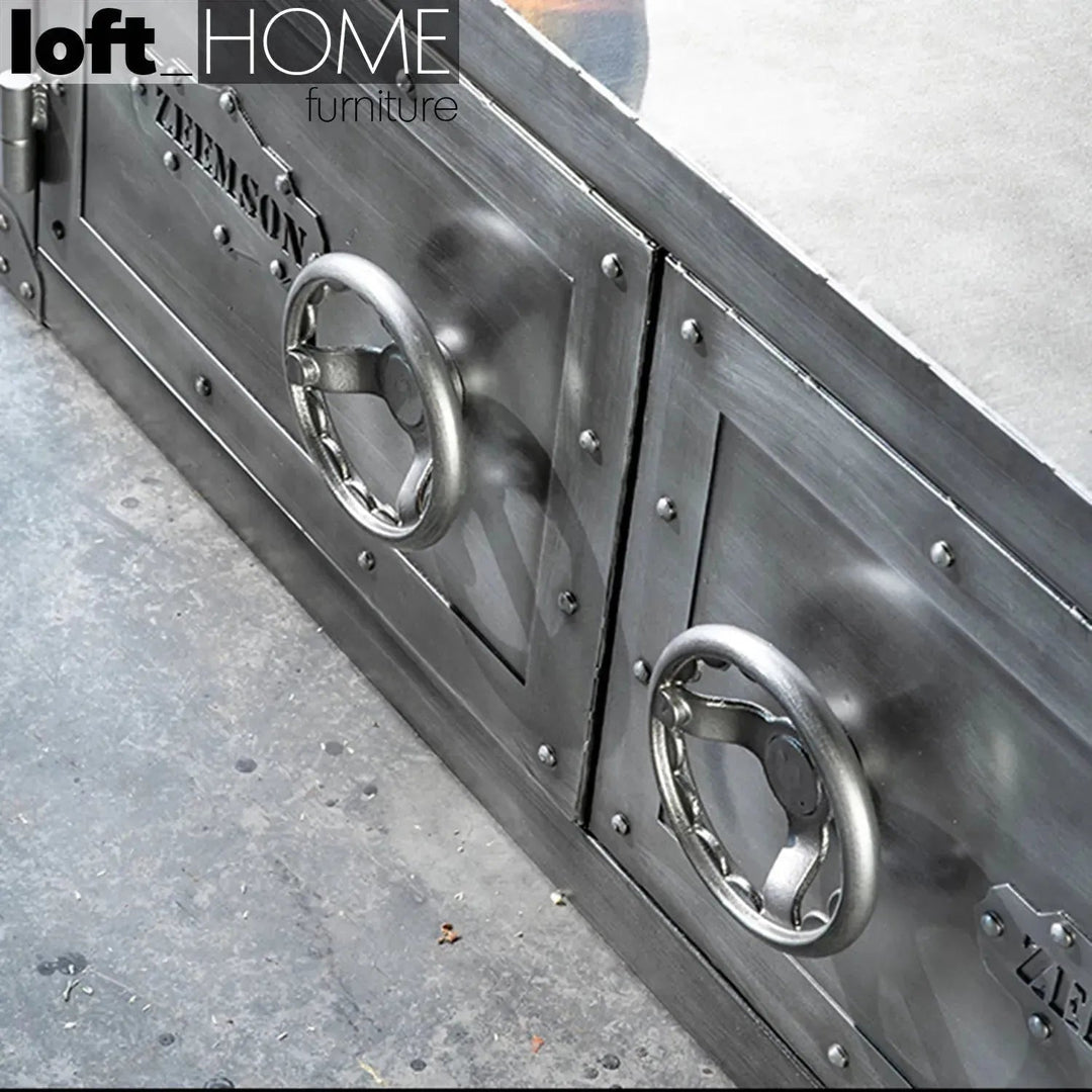 Industrial Metal Coffee Table HATCH WHEEL