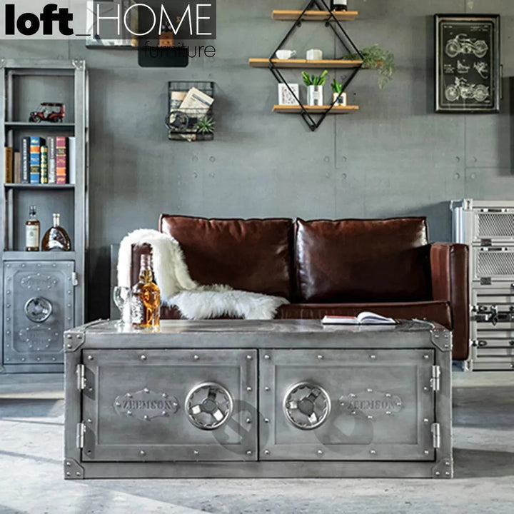 Industrial Metal Coffee Table HATCH WHEEL