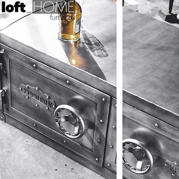 Industrial Metal Coffee Table HATCH WHEEL