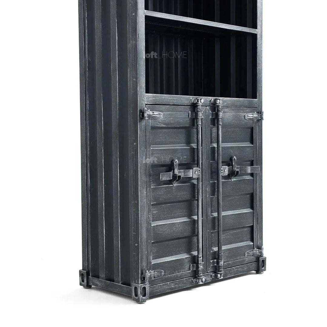 Industrial metal storage bookshelf container conceptual design.