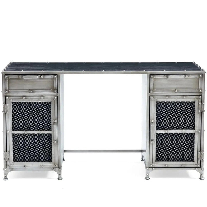 Industrial metal study table bernz in white background.
