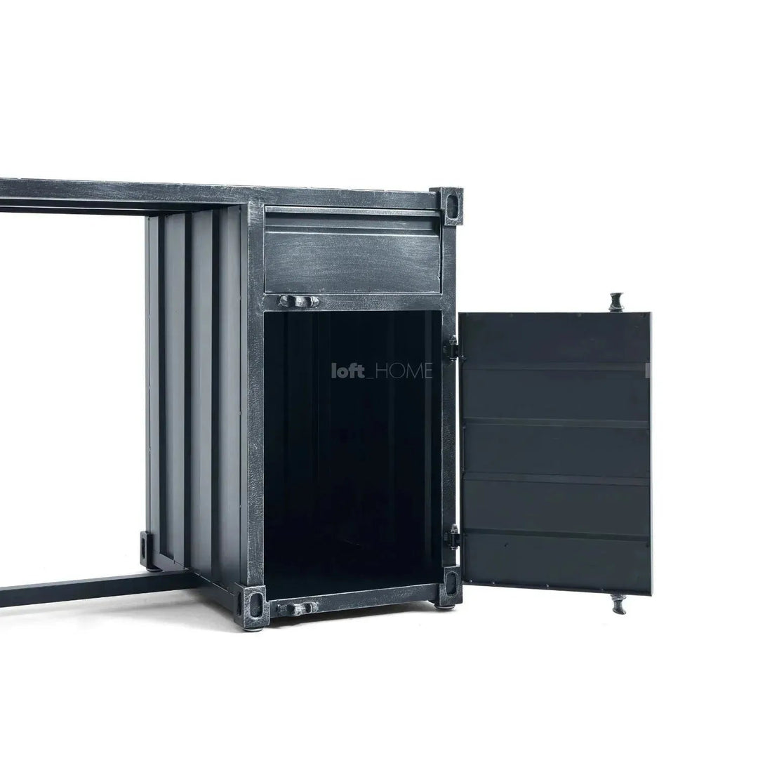 Industrial metal study table container conceptual design.