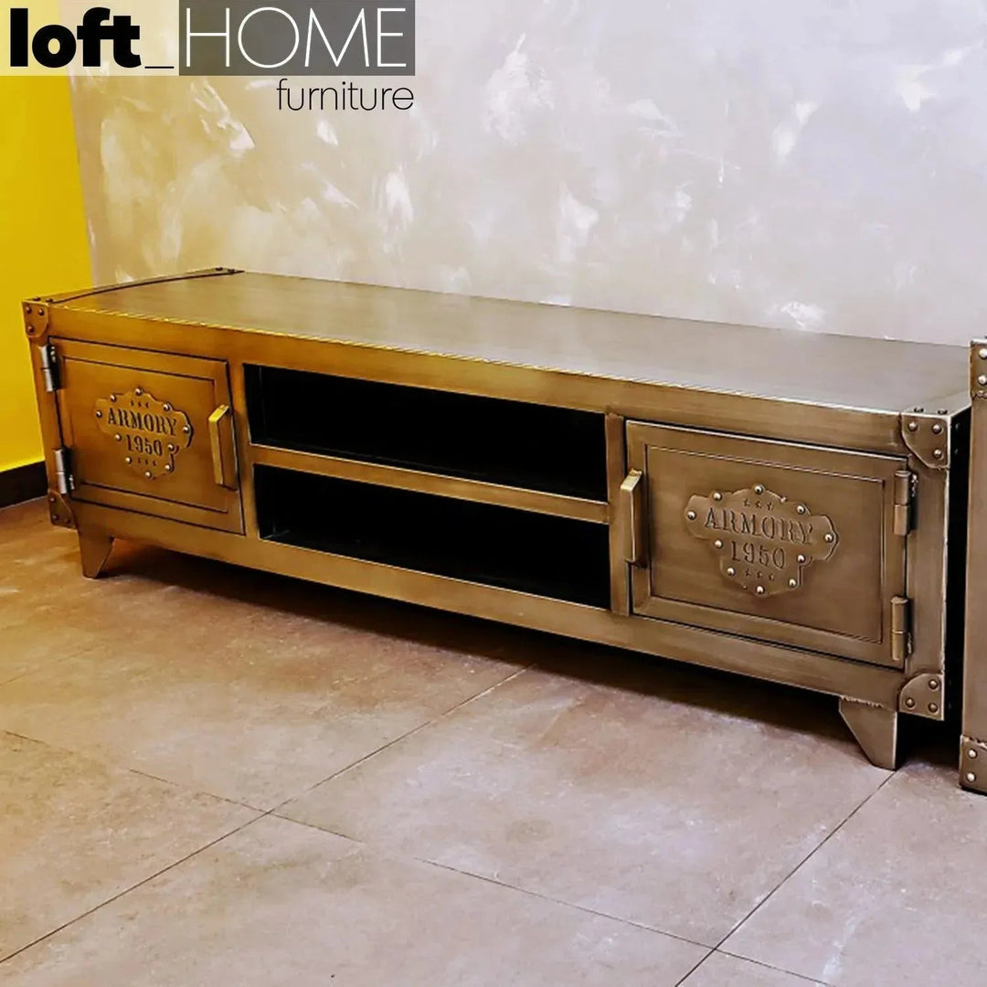 Industrial Metal TV Console HATCH WHEEL