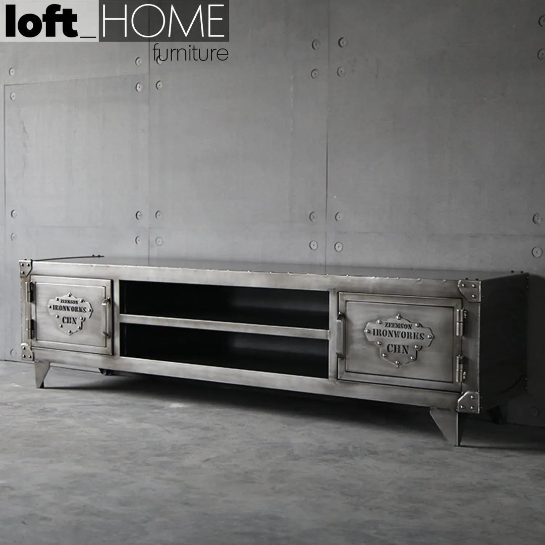 Industrial Metal TV Console HATCH WHEEL