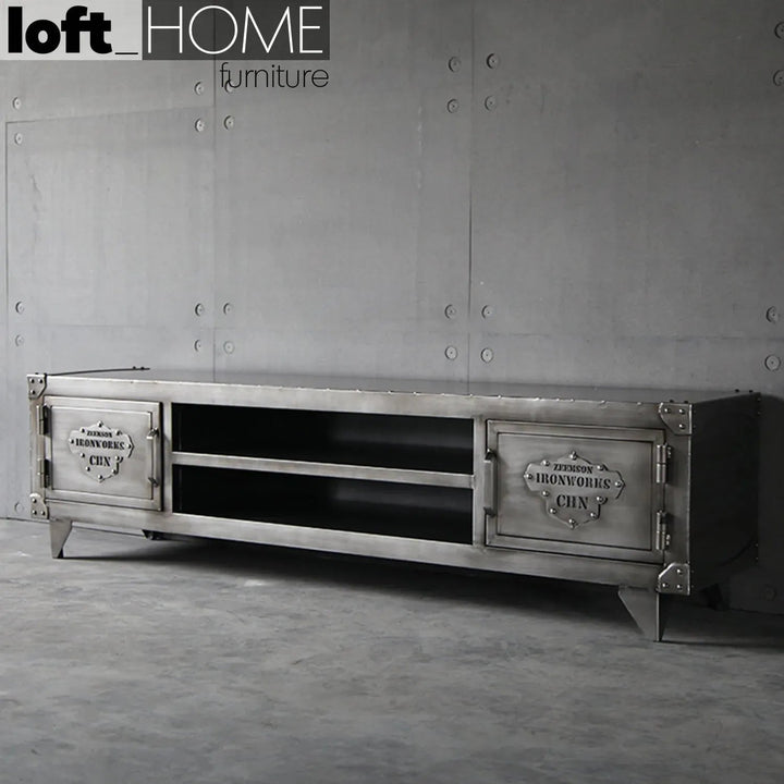 Industrial Metal TV Console HATCH WHEEL