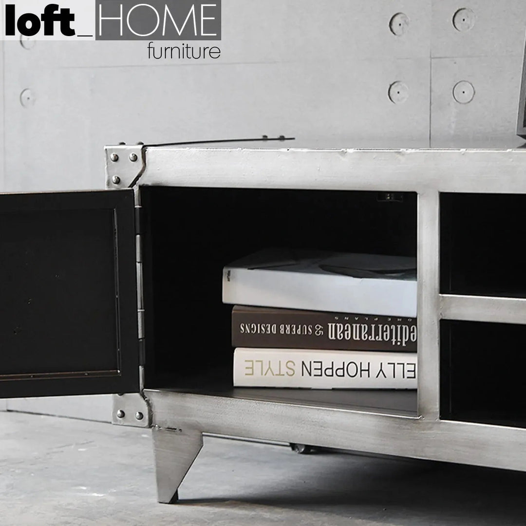 Industrial Metal TV Console HATCH WHEEL