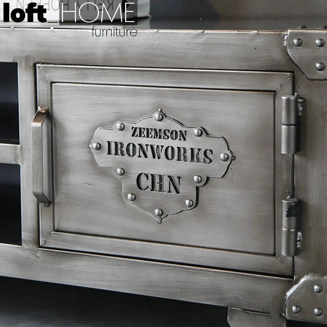 Industrial Metal TV Console HATCH WHEEL