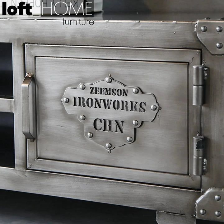 Industrial Metal TV Console HATCH WHEEL