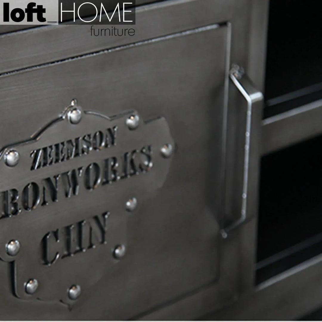 Industrial Metal TV Console HATCH WHEEL