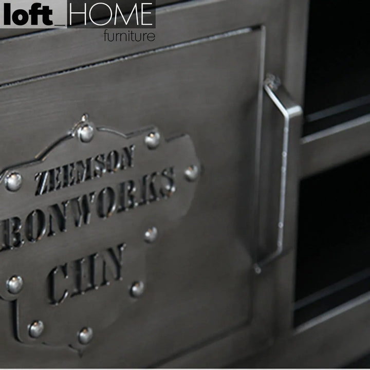 Industrial Metal TV Console HATCH WHEEL