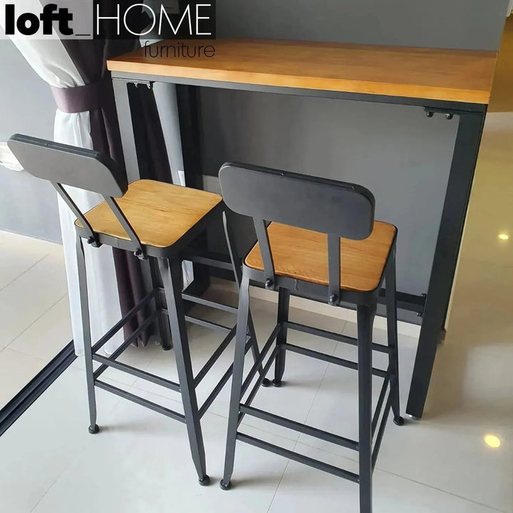 Industrial Pine Wood Bar Table STARBUCK