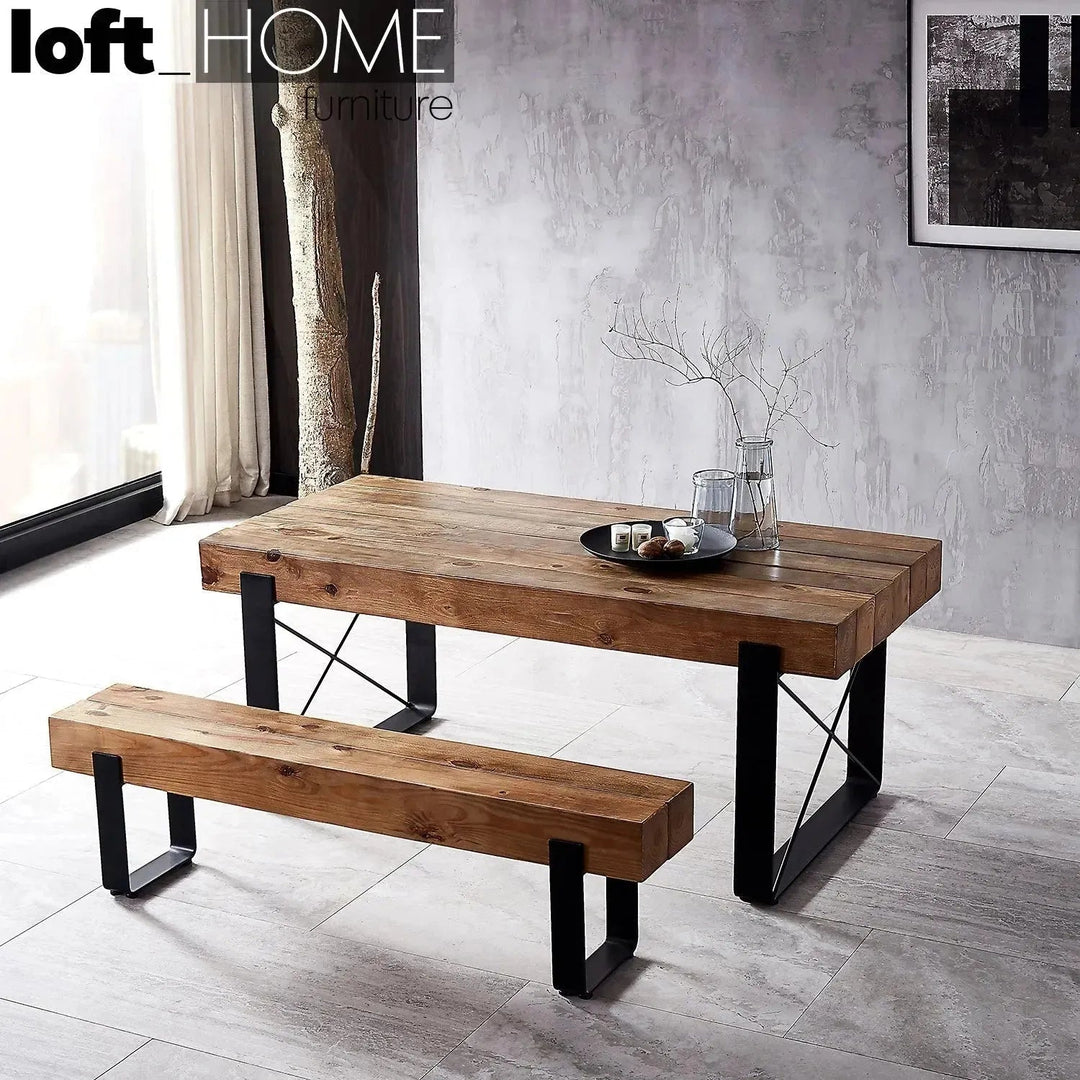 Rustic Pine Wood Dining Bench NOER