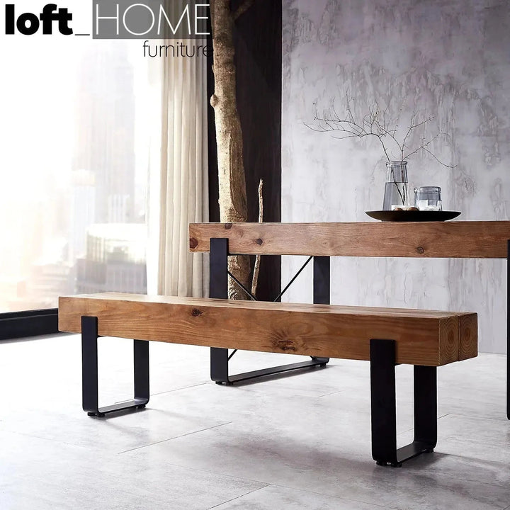 Rustic Pine Wood Dining Bench NOER