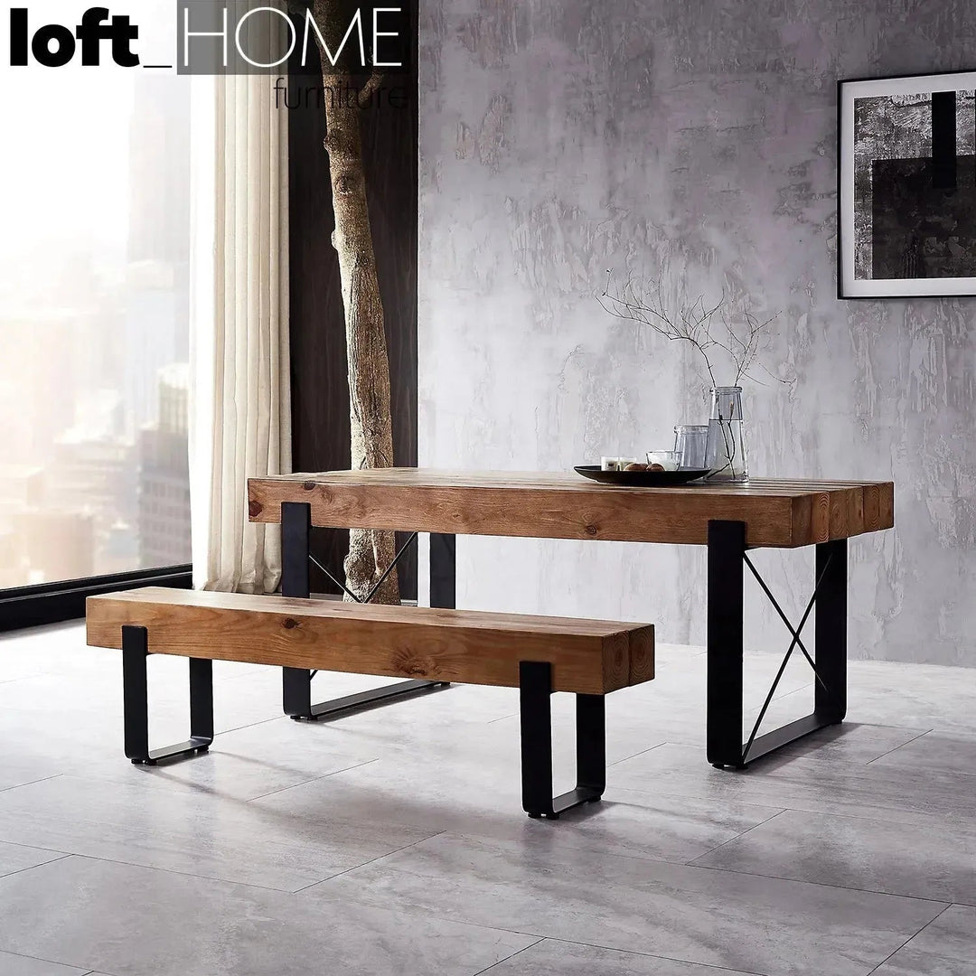 Rustic Pine Wood Dining Bench NOER