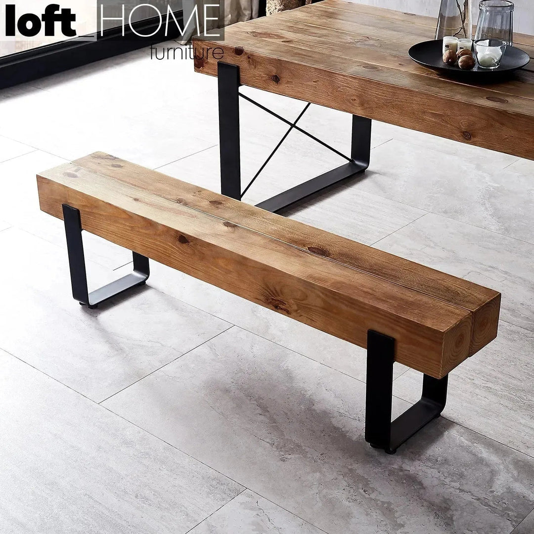 Rustic Pine Wood Dining Bench NOER