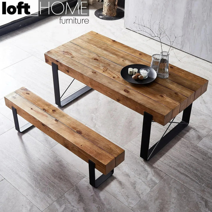 Rustic Pine Wood Dining Bench NOER