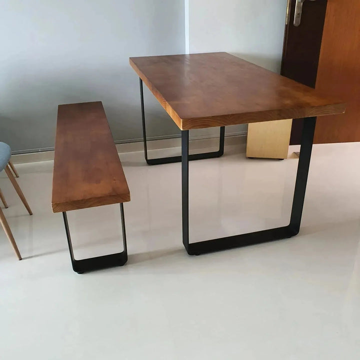 Industrial Pine Wood Dining Bench U SHAPE