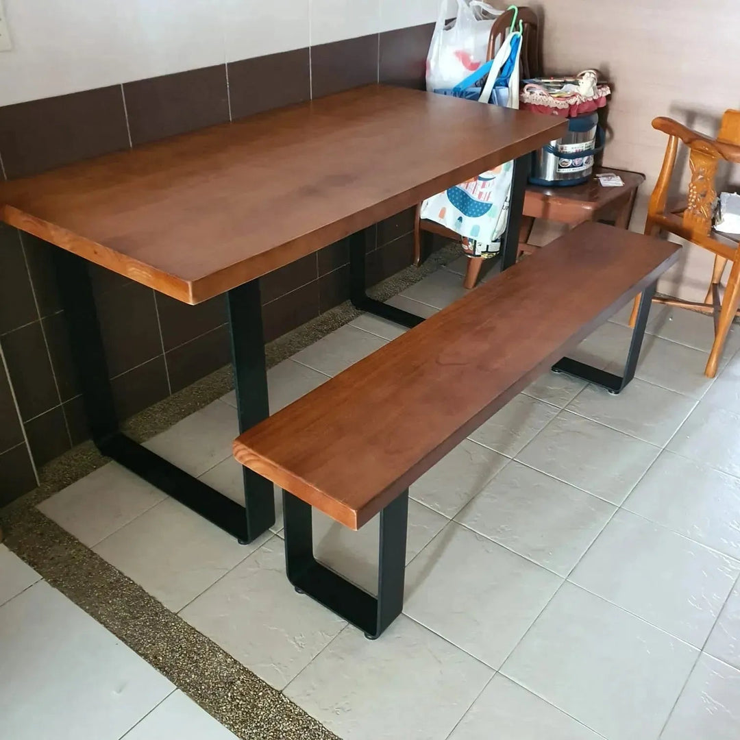 Industrial Pine Wood Dining Bench U SHAPE