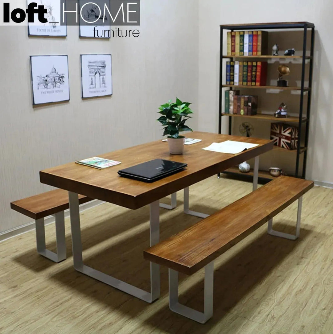 Industrial Pine Wood Dining Bench U SHAPE