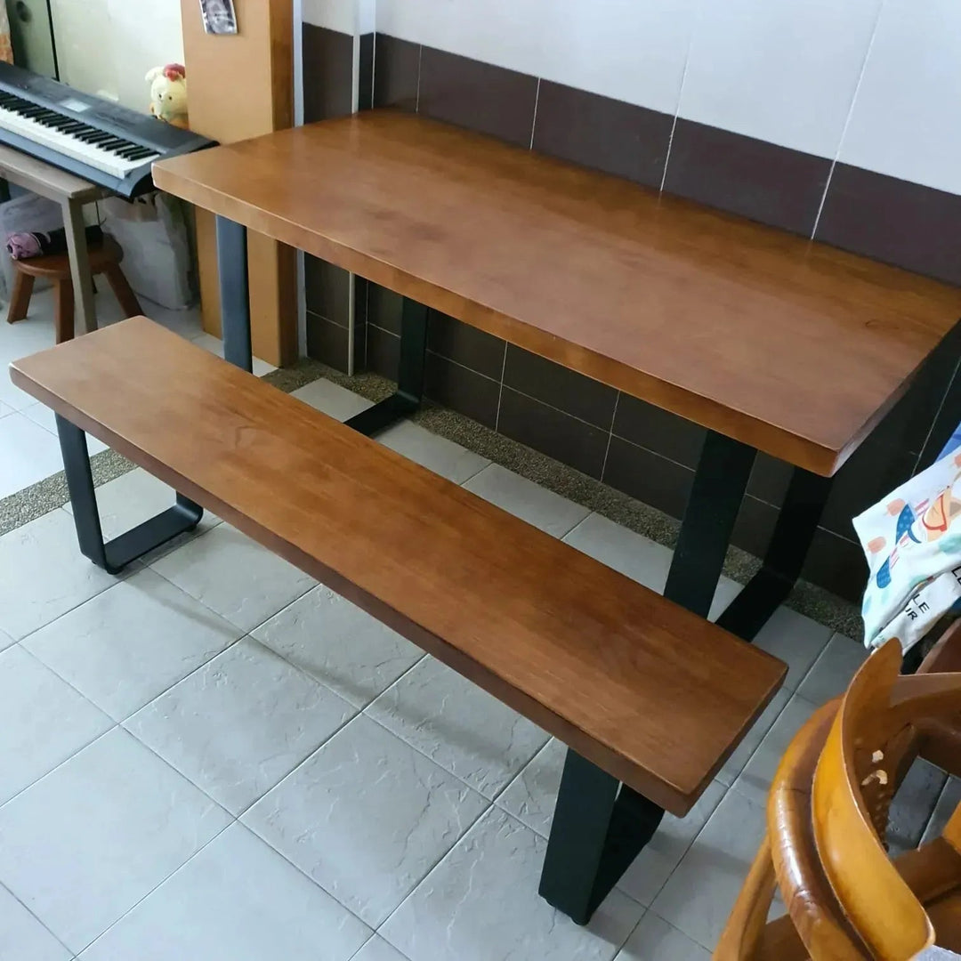 Industrial Pine Wood Dining Bench U SHAPE