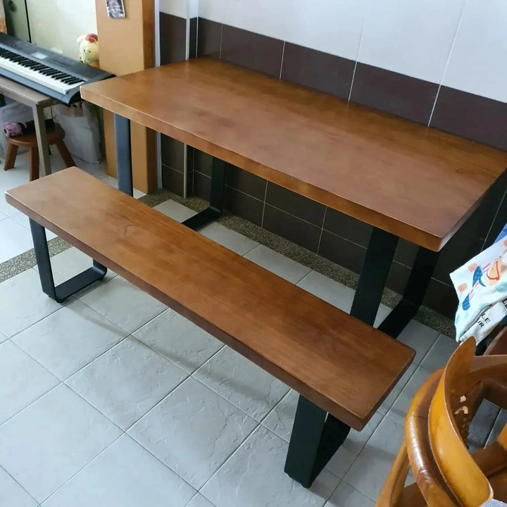 Industrial Pine Wood Dining Bench U SHAPE