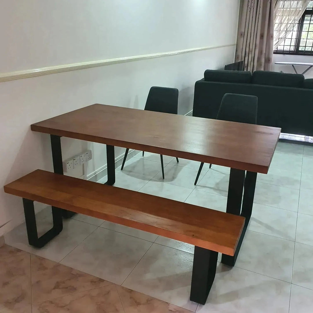 Industrial Pine Wood Dining Bench U SHAPE