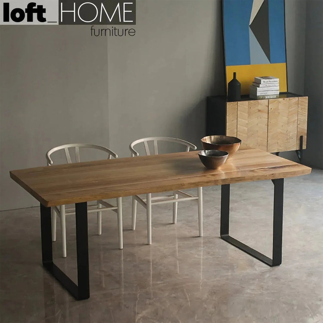 Industrial Pine Wood Dining Table U SHAPE