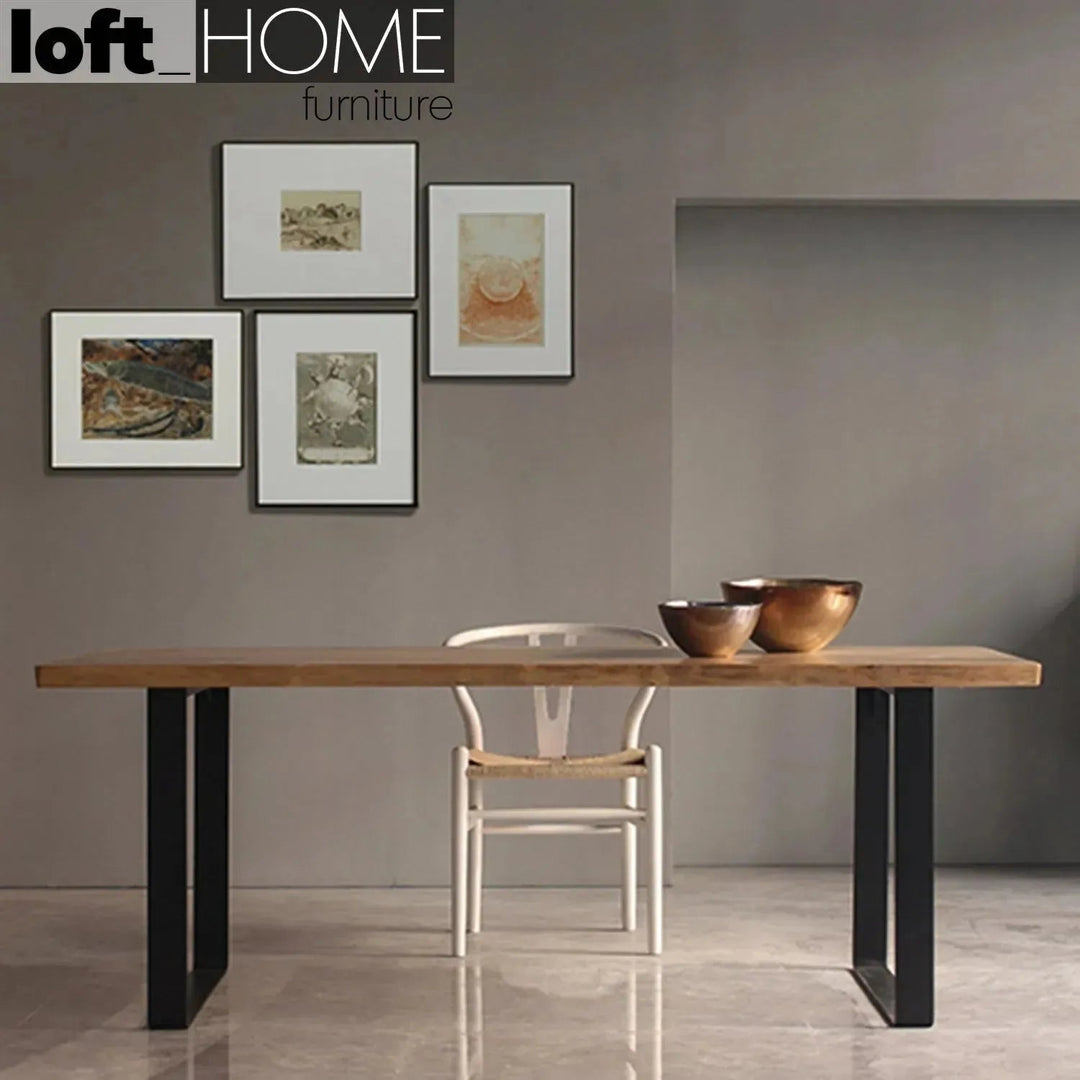 Industrial Pine Wood Dining Table U SHAPE