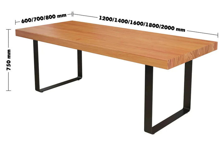 Industrial Pine Wood Dining Table U SHAPE