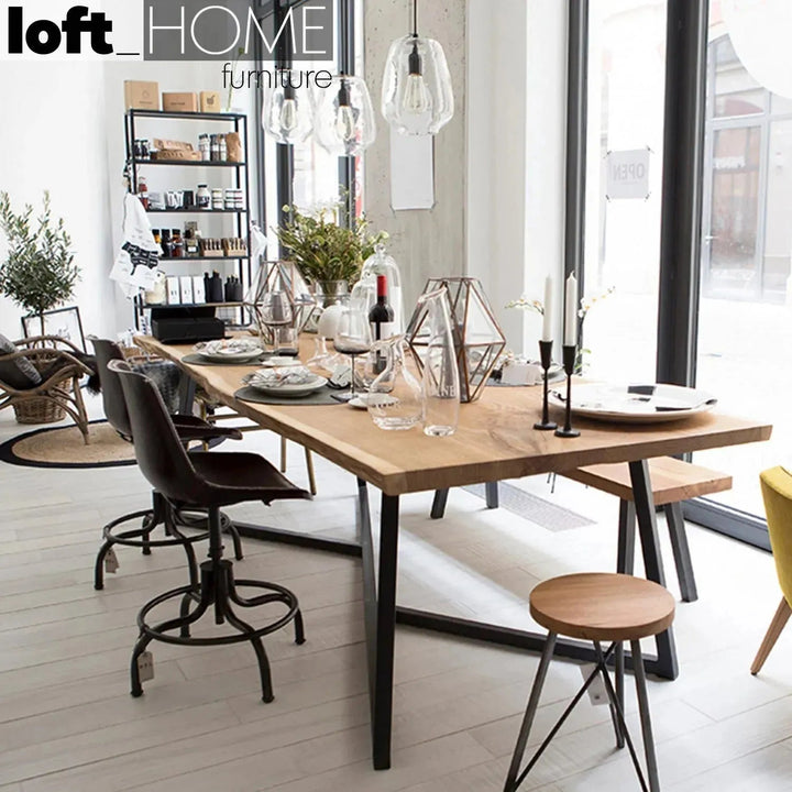 Industrial Pine Wood Live Edge Dining Table DESIGNER