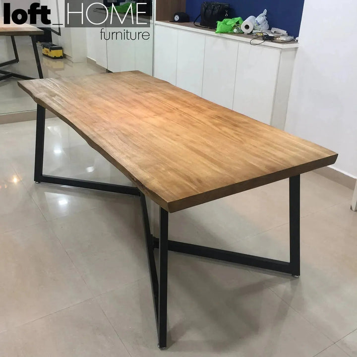 Industrial Pine Wood Live Edge Dining Table DESIGNER