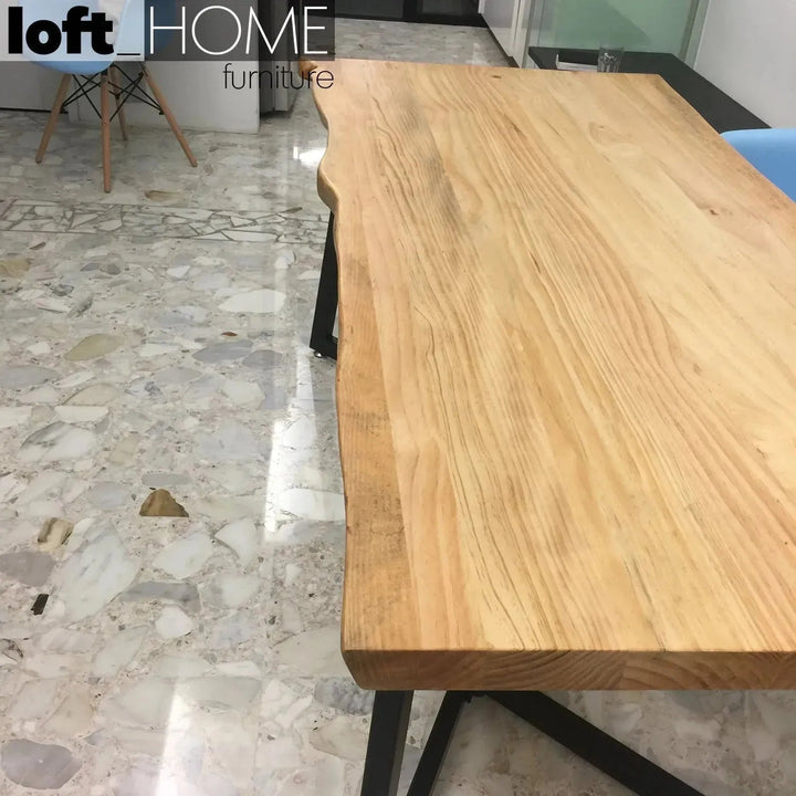 Industrial Pine Wood Live Edge Dining Table DESIGNER