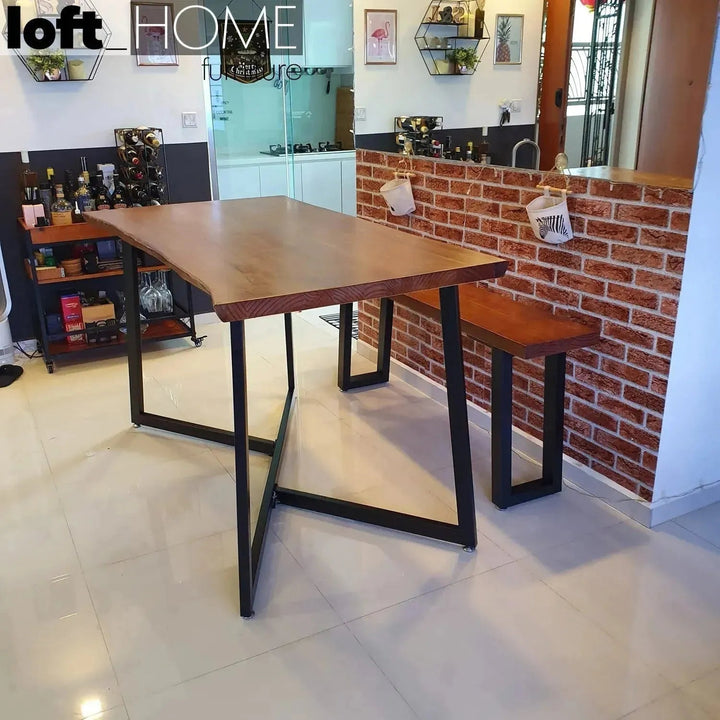 Industrial Pine Wood Live Edge Dining Table DESIGNER