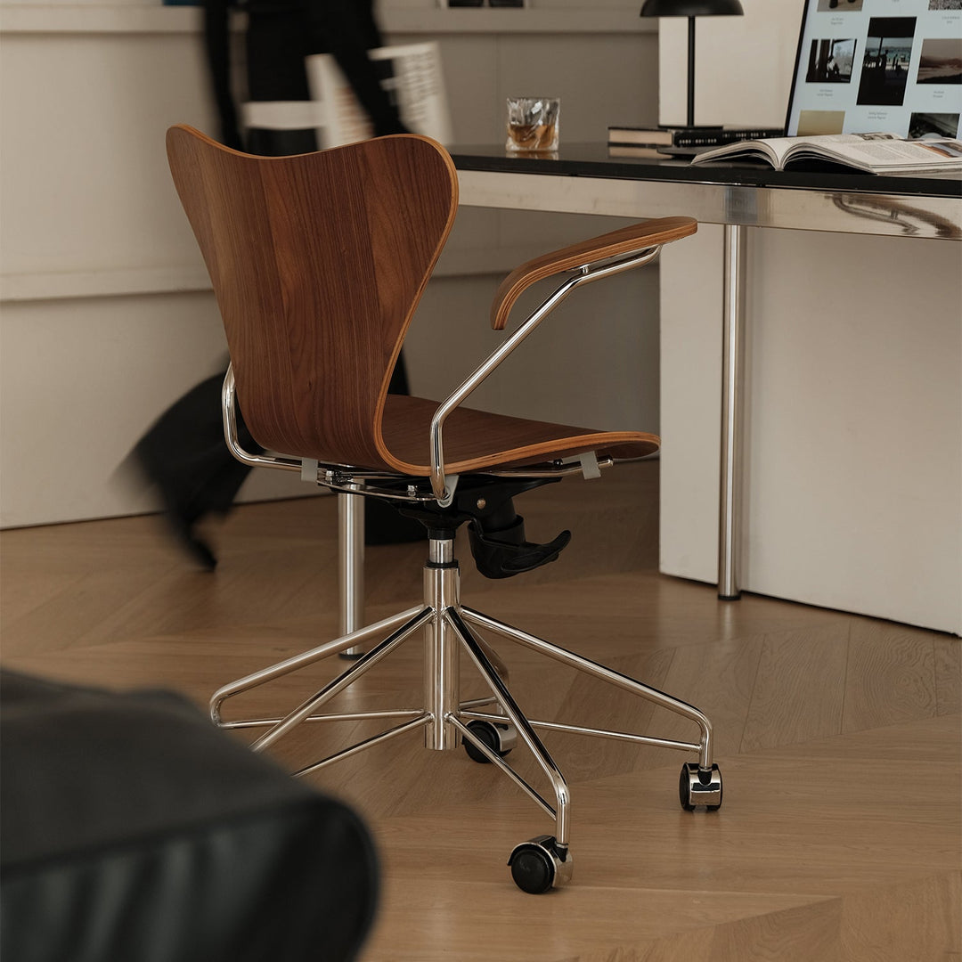 Industrial plywood study chair seven material variants.