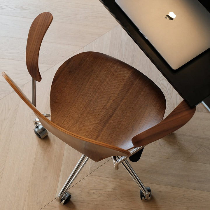 Industrial plywood study chair seven in details.