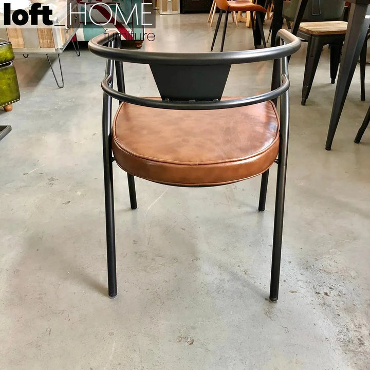 Industrial PU Leather Dining Chair ROUNDARM