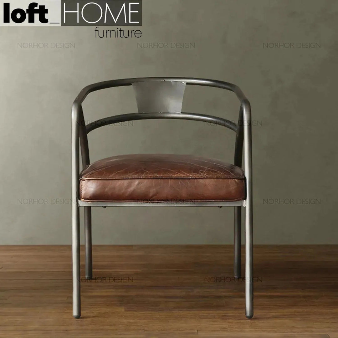 Industrial PU Leather Dining Chair ROUNDARM