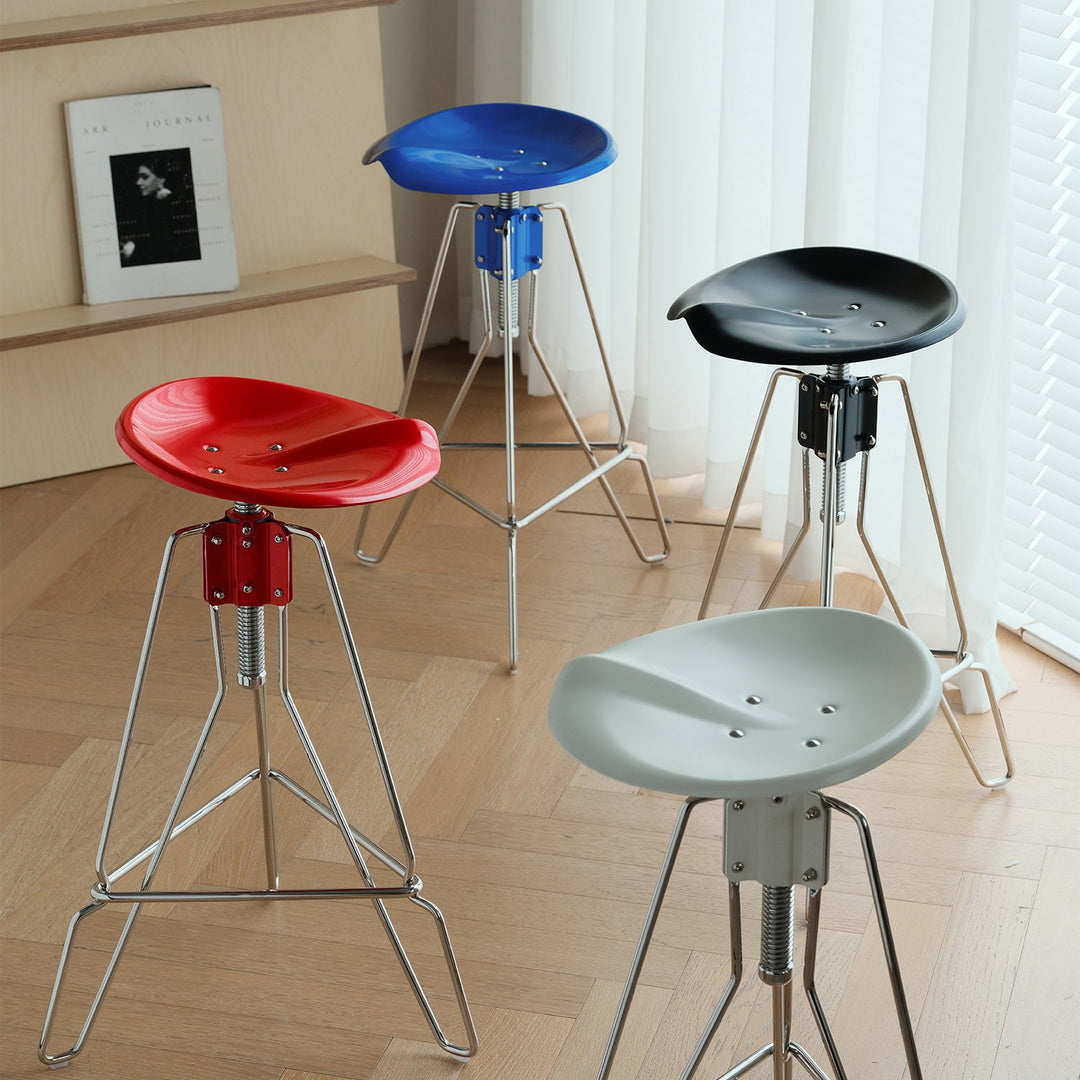 Bauhaus steel height adjustable bar chair spool layered structure.