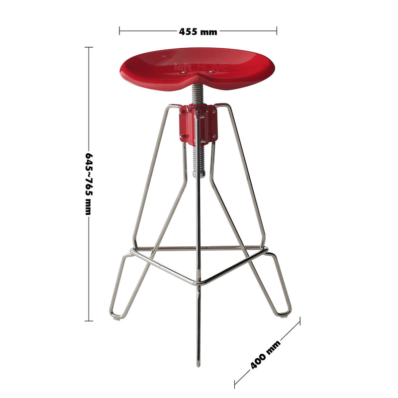 dimension detail diagram of Industrial Steel Height Adjustable Bar Chair SPOOL