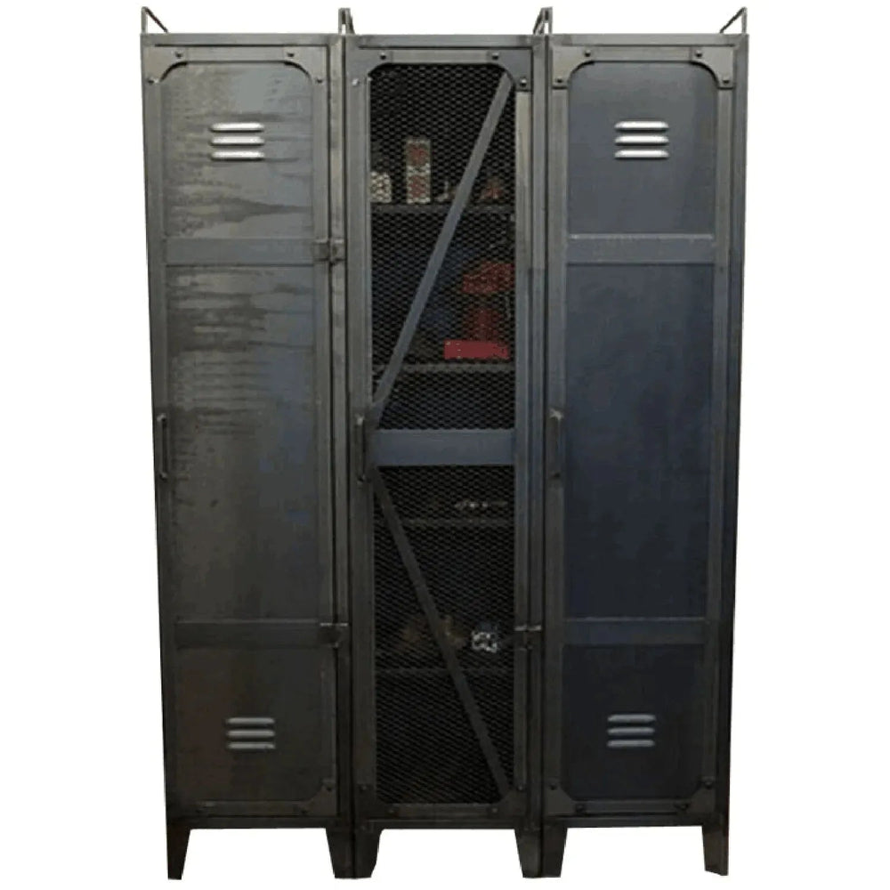 Industrial steel wardrobe mysteel in white background.