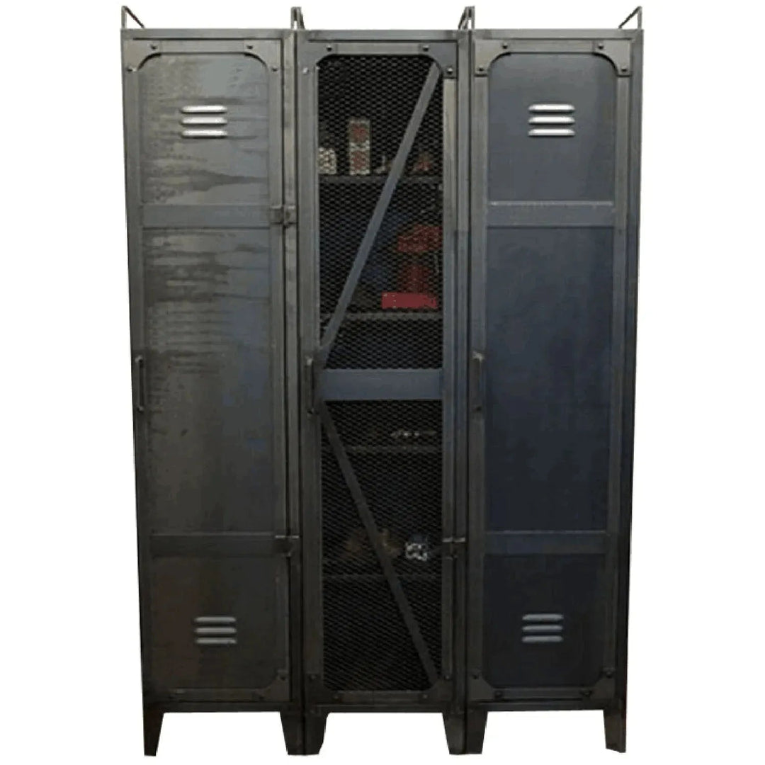 Industrial steel wardrobe mysteel in white background.