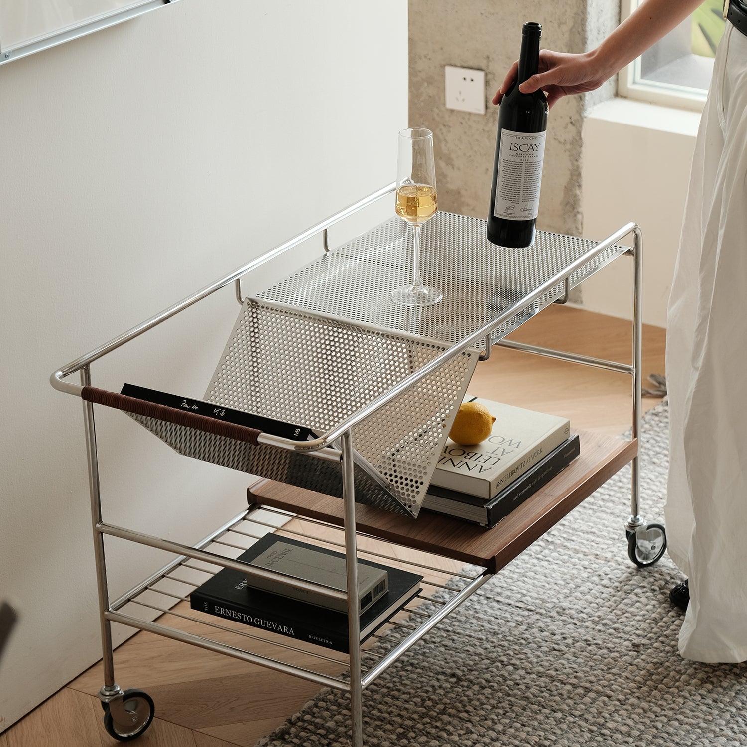 Industrial Steel Wheeled Trolley Side Table MANDA – Loft Home US