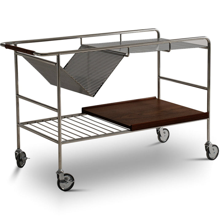 Bauhaus steel wheeled trolley side table manda in still life.