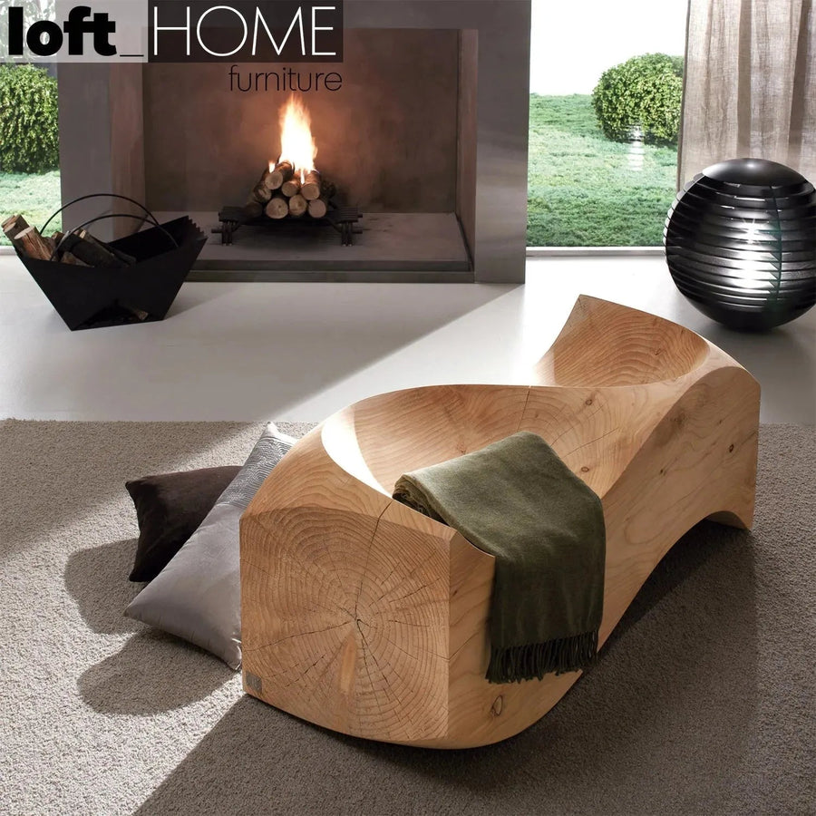 Rustic wood 2 seater sofa riva 1920 love seat primary product view.