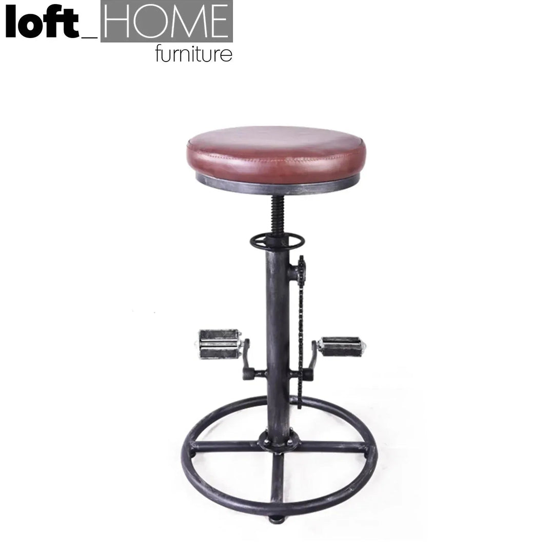 Industrial Leather Height Adjustable Bar Stool BICYCLE