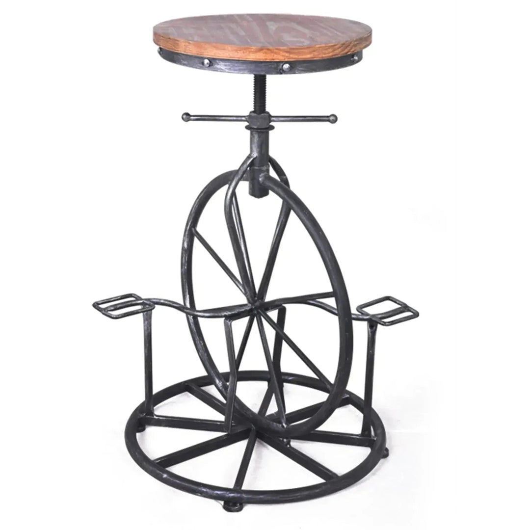 Industrial Wood Height Adjustable Bar Stool BIKE